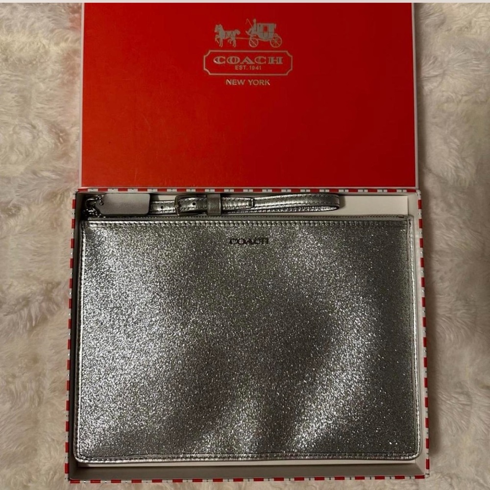 Coach Silver Glitter Wristlet